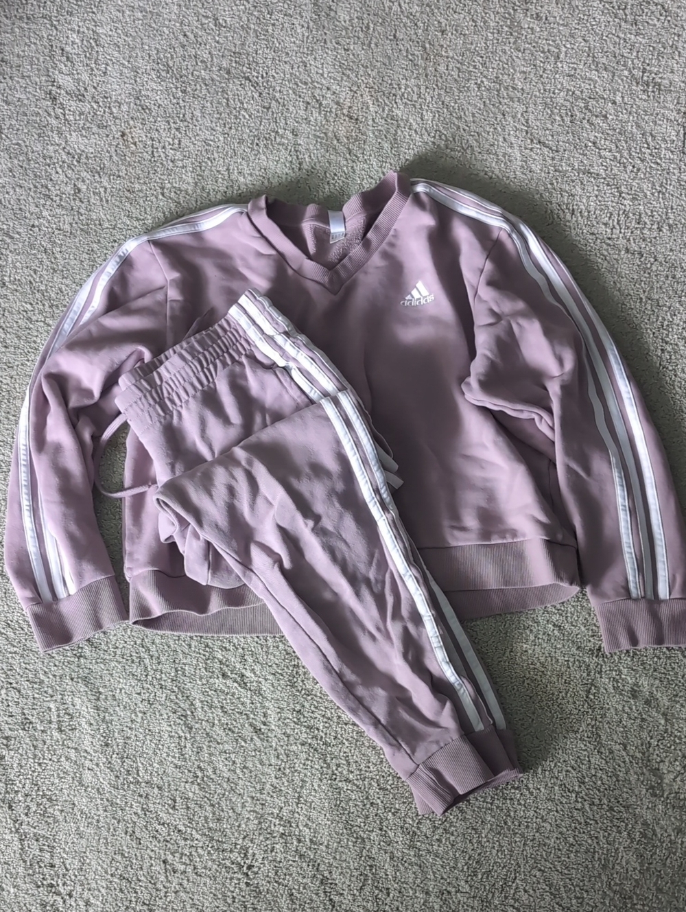 adidas Lavender Double Stripe Joggers and Sweatshirt Set